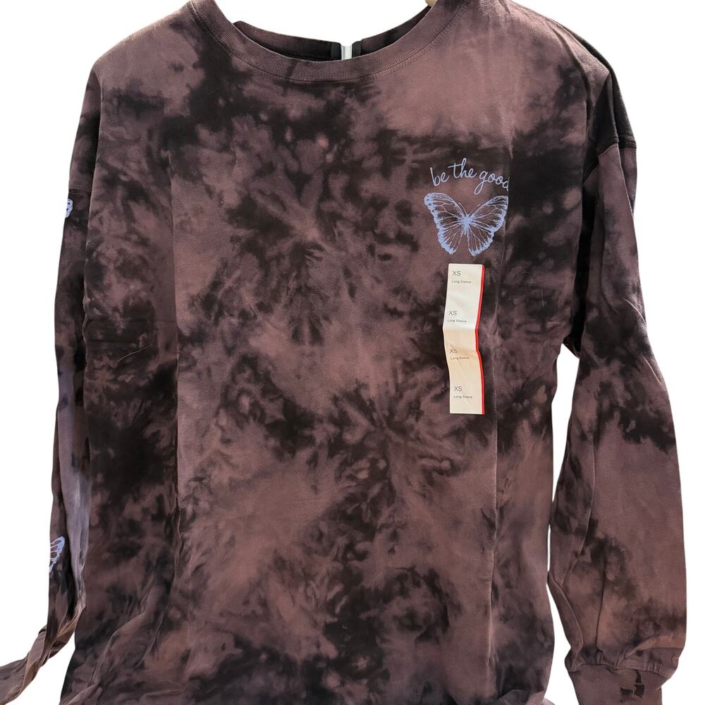 Wild Fable Women's Brown Tie-Dye Long Sleeve Oversized T-Shirt - Size XS - NWT